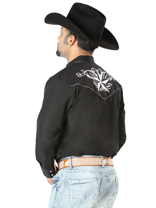 The Vaquero Embroidered Shirt — Black & White (No. 126682)
