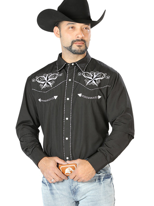 The Vaquero Embroidered Shirt — Black & White (No. 126682)
