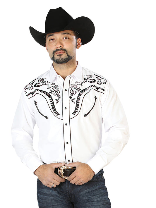 The Vaquero Embroidered Shirt — White & Black (No. 126692)