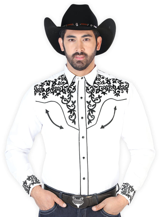 The Vaquero Embroidered Shirt — White & Black (No. 126702)