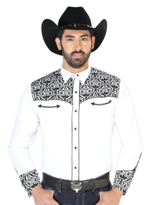 The Vaquero Embroidered Shirt — White & Black (No. 126705)