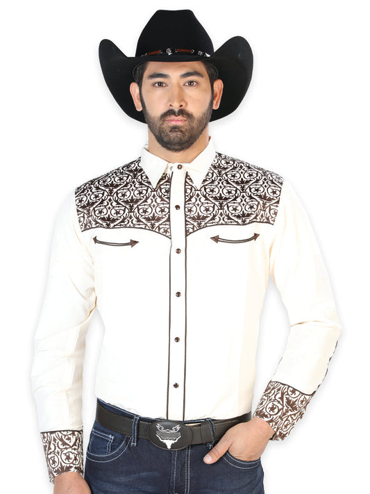 The Vaquero Embroidered Shirt — Beige & Gold (No. 126706)