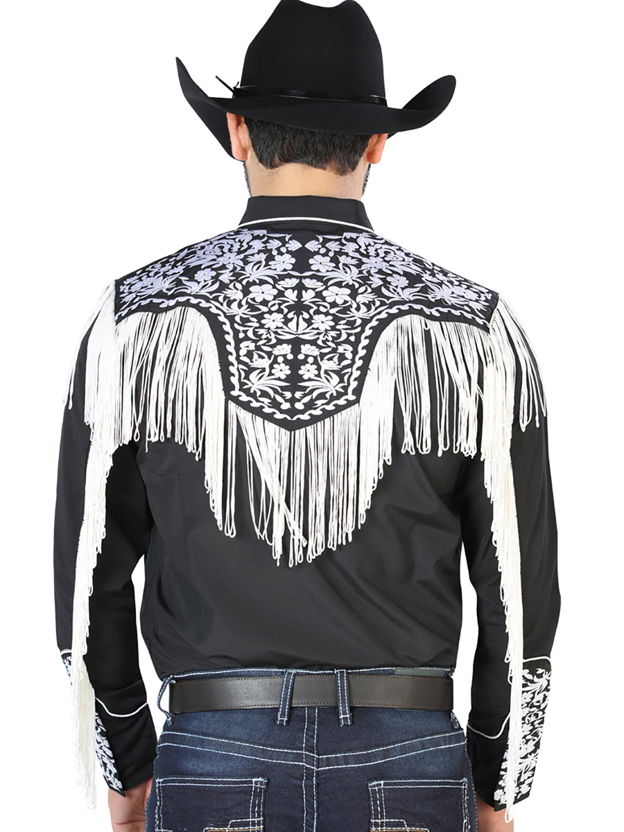 The Vaquero Embroidered Shirt — Black & White (No. 126707)