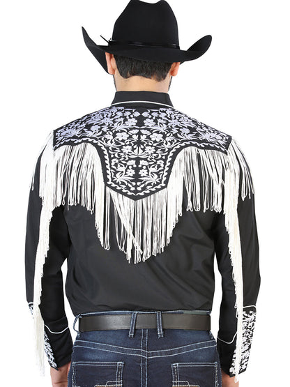 The Vaquero Embroidered Shirt — Black & White (No. 126707)