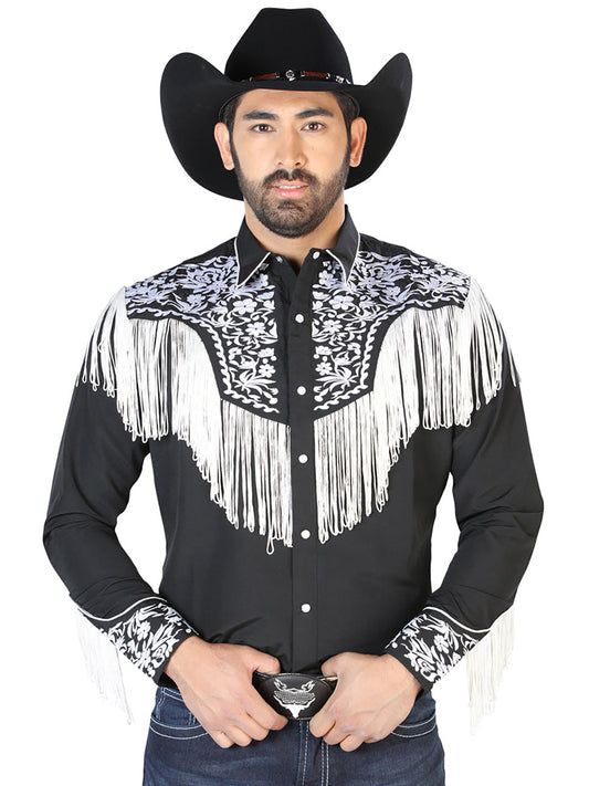 The Vaquero Embroidered Shirt — Black & White (No. 126707)