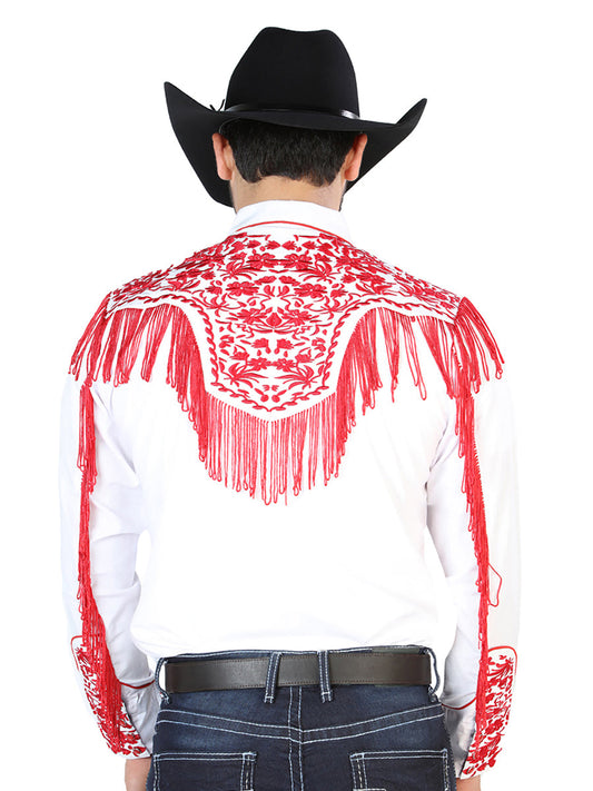 The Vaquero Embroidered Shirt — White & Red (No. 126708)
