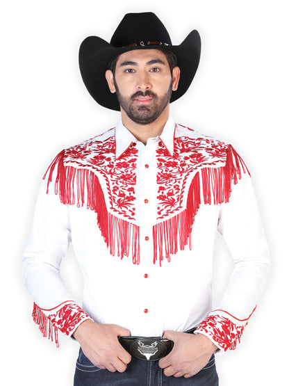 The Vaquero Embroidered Shirt — White & Red (No. 126708)