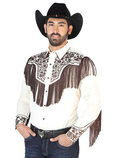 The Vaquero Embroidered Shirt — Beige & Brown (No. 126710)