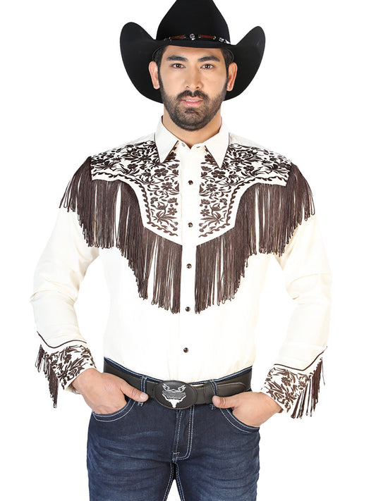 The Vaquero Embroidered Shirt — Beige & Brown (No. 126710)