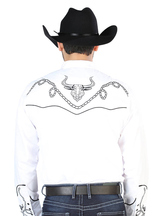 The Vaquero Embroidered Shirt — White & Black (No. 126712)