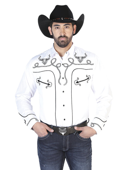 The Vaquero Embroidered Shirt — White & Black (No. 126712)