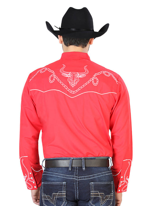 The Vaquero Embroidered Shirt — Red & White (No. 126713)