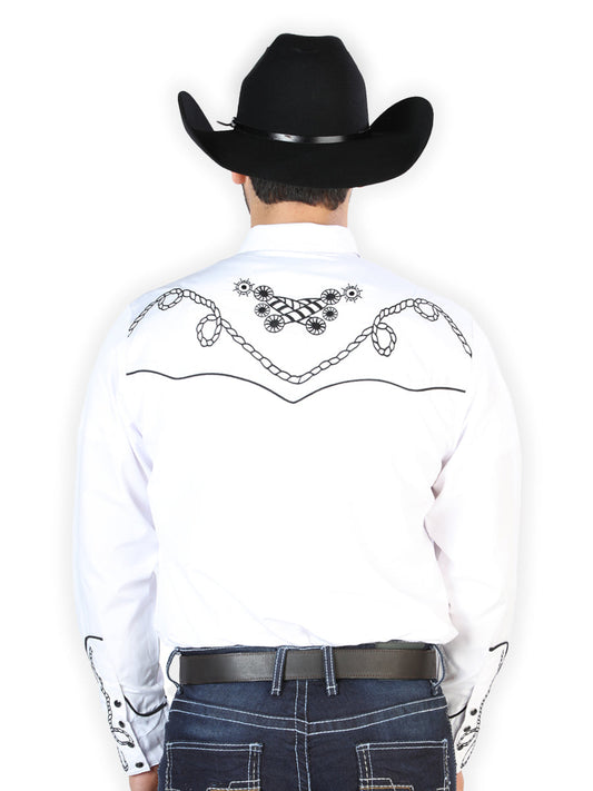 The Vaquero Embroidered Shirt — White & Black (No. 126718)