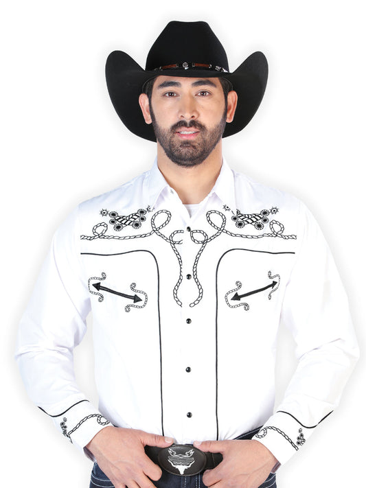 The Vaquero Embroidered Shirt — White & Black (No. 126718)