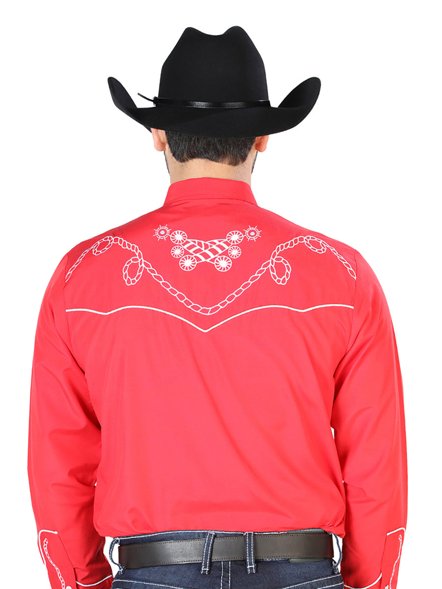 The Vaquero Embroidered Shirt — Red & White (No. 126719)