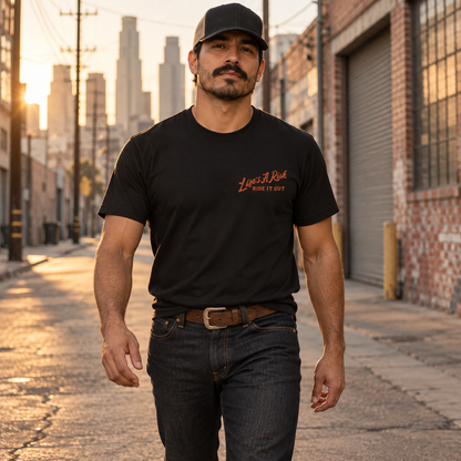 Life's A Risk Ride It Out Tee — Western Cowboy Graphic T-Shirt