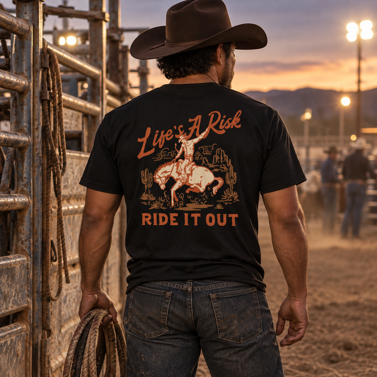 Life's A Risk Ride It Out Tee — Western Cowboy Graphic T-Shirt