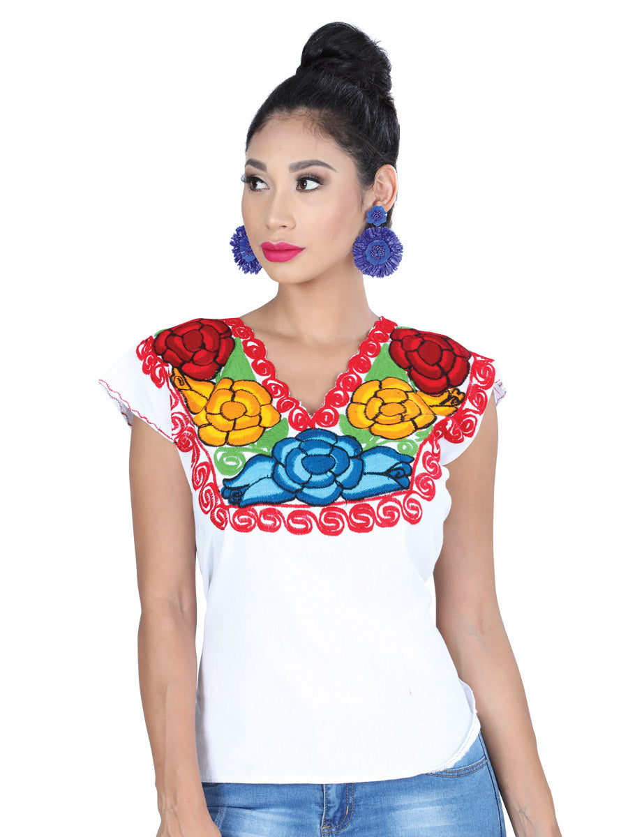 Artisanal Embroidered Blouse 100% Cotton White 601403