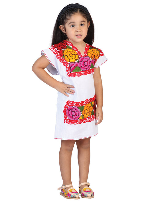 Artisanal Embroidered Dress 50% Cotton, 50% Polyester White  601662
