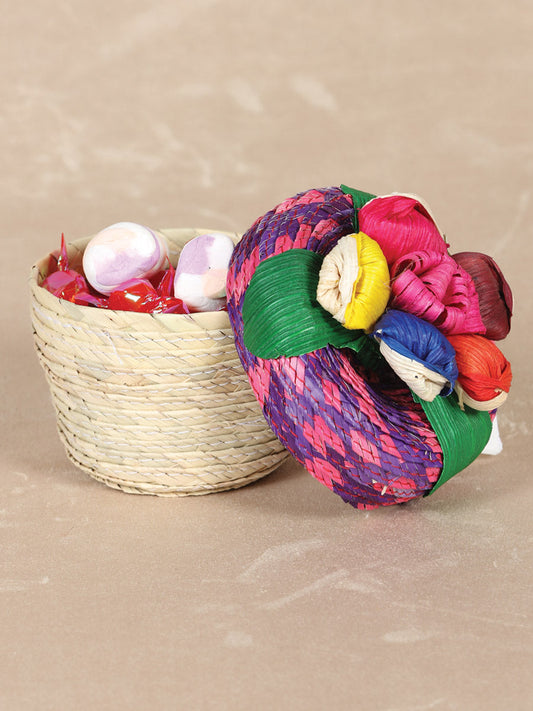 Artisanal Candy Holder/ Jewerly Holder 100% Palm Leaf Multicolor  602140