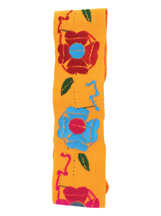 Artisanal Embroidered Belt Floral 100% Acrylic Orange 602258