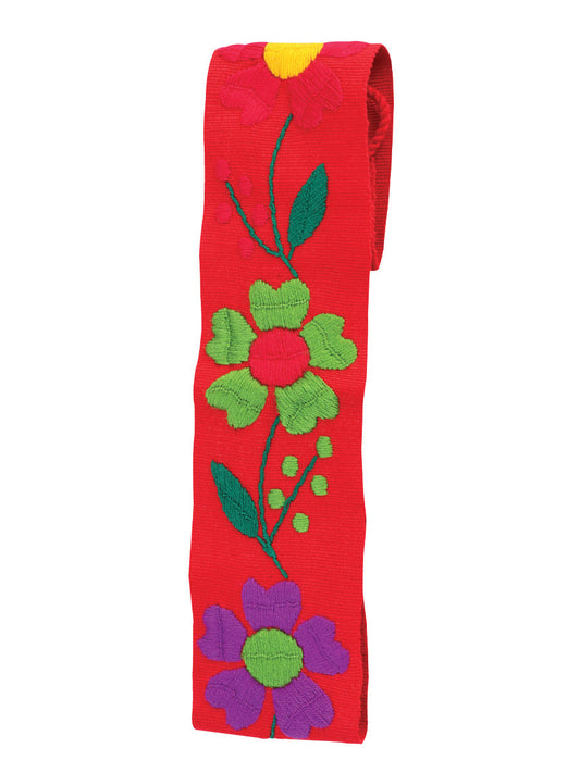 Artisanal Embroidered Belt Floral 100% Acrylic Red 602262