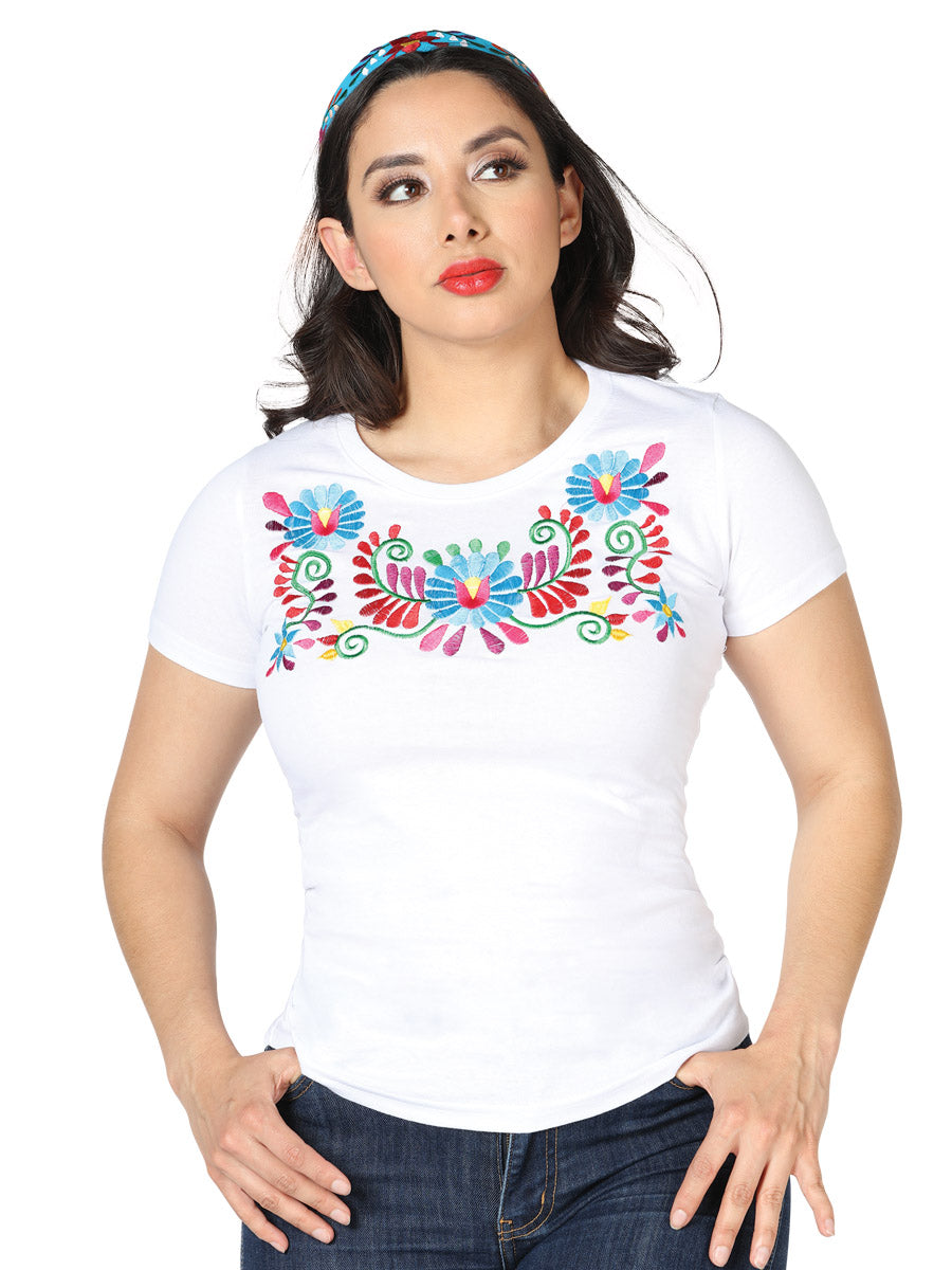 Artisanal Embroidered T Shirt White 602757