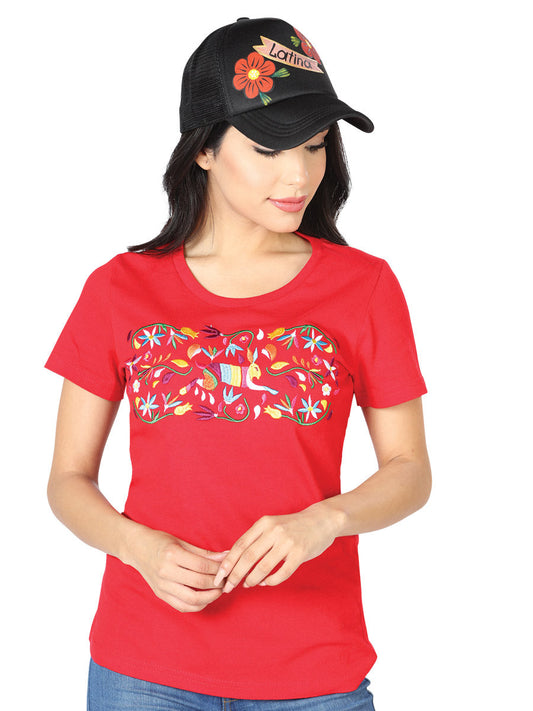 Artisanal Embroidered T Shirt Red 602762