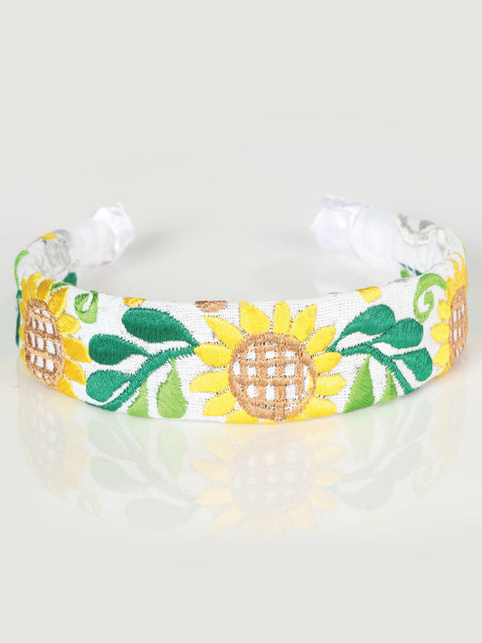 Artisanal Embroidered Headband 100% Cotton White 603105