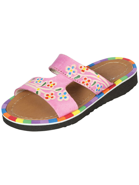 Artisanal Mexican Sandals Leather Pink 603386