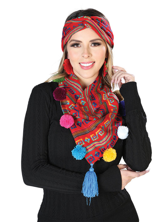 Scarf and Headband Set 100% Polyester Red 603815