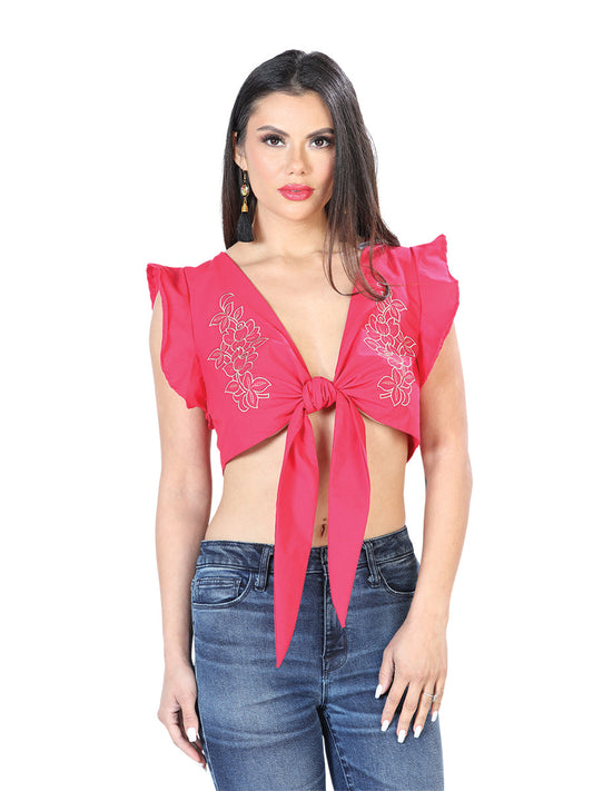 Artisanal Embroidered Blouse  65% Polyester  35% Cotton Fuchsia  603861