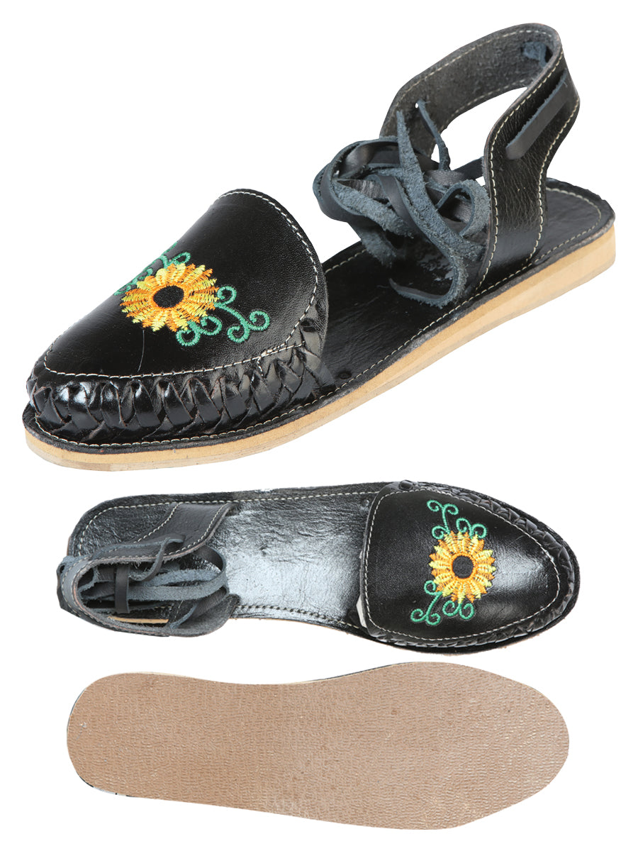 Mexican Artisanal Sandals Leather Black 603919