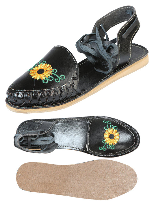 Mexican Artisanal Sandals Leather Black 603919