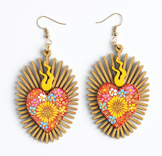 Artisanal Hand Painted Earrings Red 603977