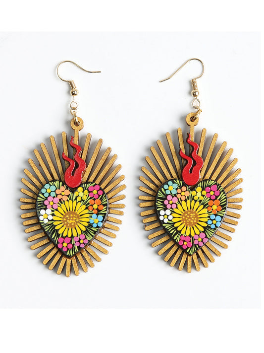 Artisanal Hand Painted Earrings Black 603978
