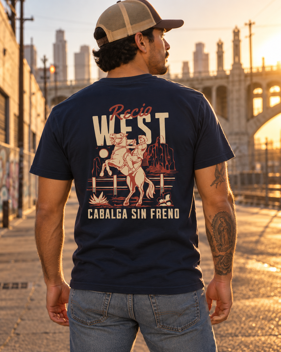 West Rodeo Cowboy Tee — 'Recio West Cabalga Sin Freno' Graphic Tee