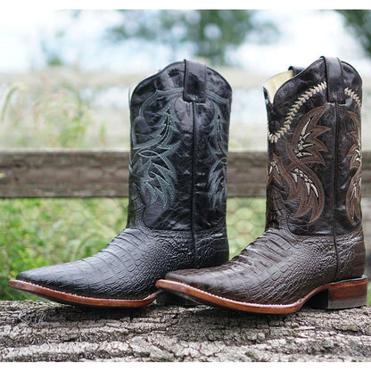 Black Caiman Belly Print Men's Cowboy Boots H4001