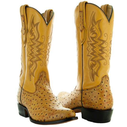 Men's Mantequilla Ostrich Print Cowboy Boots (H7002)