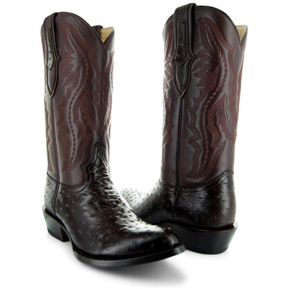 Men's  Brown Ostrich Print Cowboy Boots (H7002)