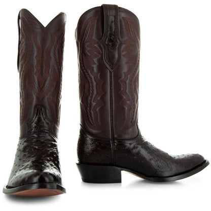 Men's  Brown Ostrich Print Cowboy Boots (H7002)