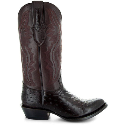 Men's  Brown Ostrich Print Cowboy Boots (H7002)