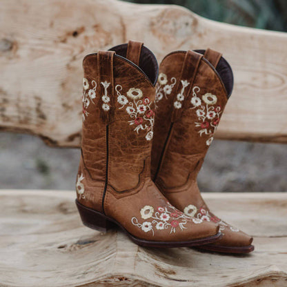 Women's Snipped Toe Western Boots | Floral Showstopper Cowgirl Boots (M50044)